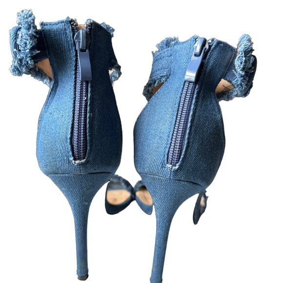 ♥️ Denim Cuff with Raw Edge Styling Stiletto Heels Size 8 - Picture 5 of 8